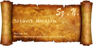 Szlávik Natália névjegykártya